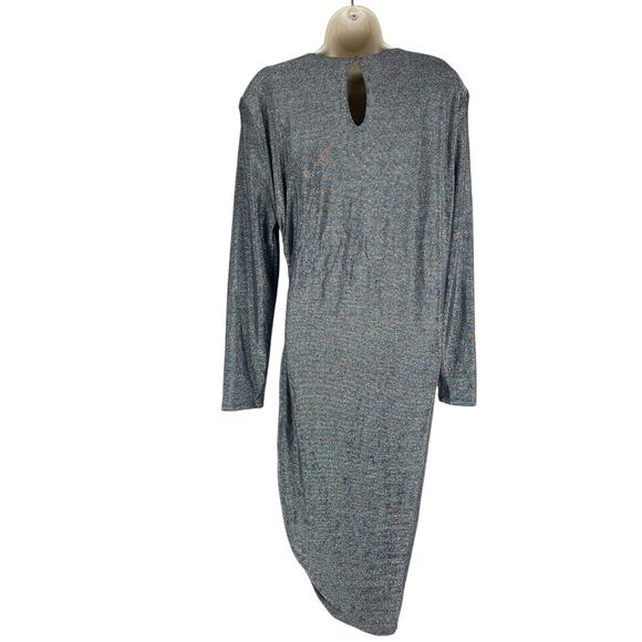 Veronica Beard Cyrus Metallic Lurex Side Ruch Dress Gunmetal Size XL - Picture 10 of 13